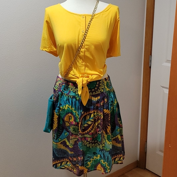 MIMI CHICA MEDIUM PAISLEY FLORAL MINI SKATER CIRCLE SKIRT BRIGHT COLORFUL DRESS - Picture 12 of 12